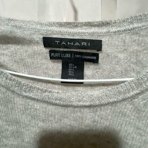 Tahari luxe cashmere sweater women size L grey